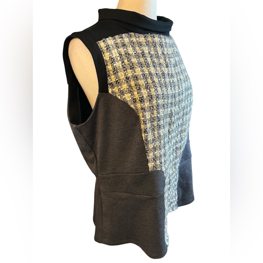 7th Avenue NY Co.Black,Gray, Gold.White & metallic Sleeveless Tweed Top Size XXL - Picture 4 of 12